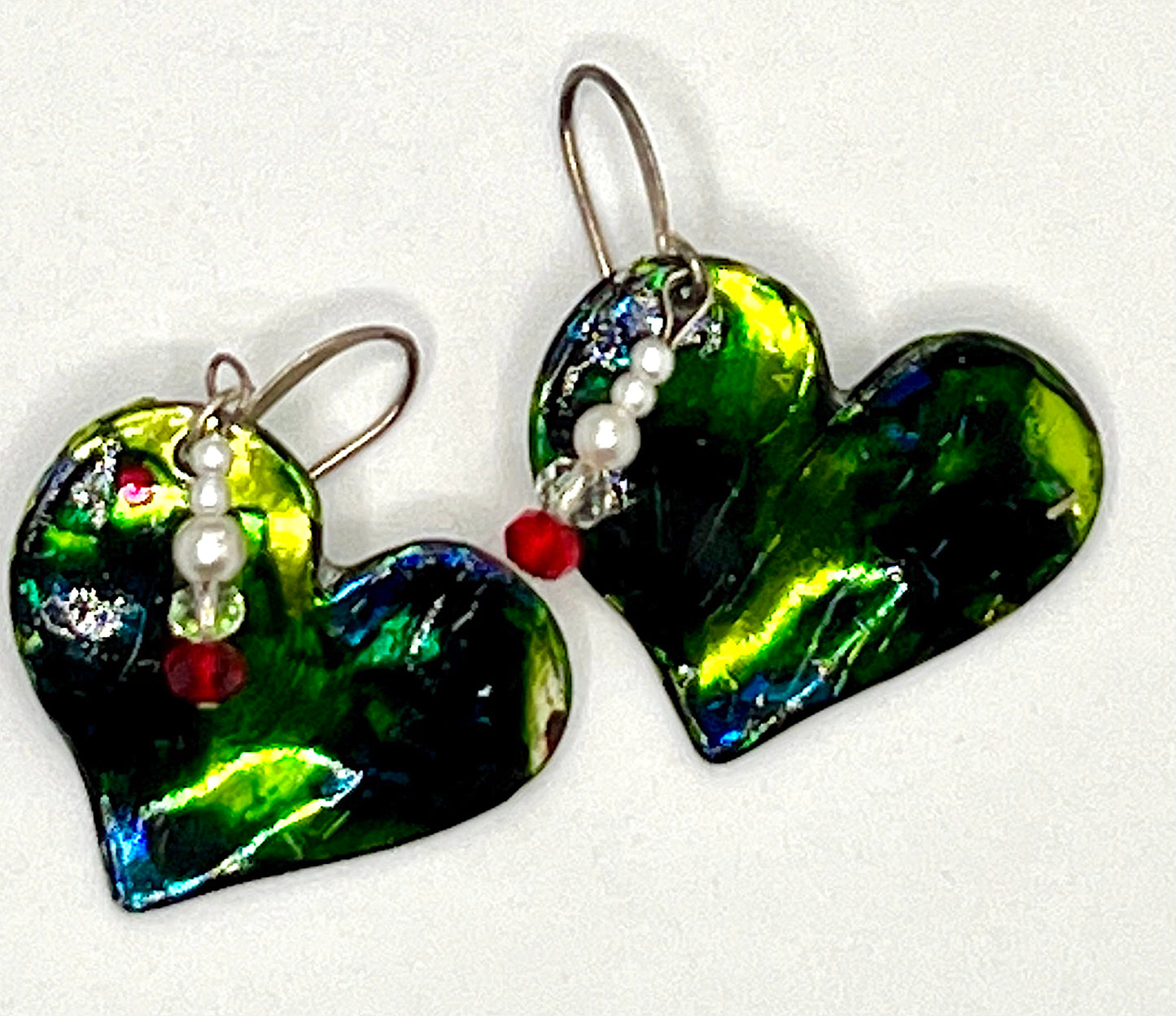 Hand Painted Heart Earrings