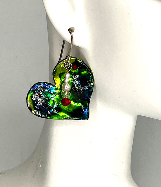 Hand Painted Heart Earrings